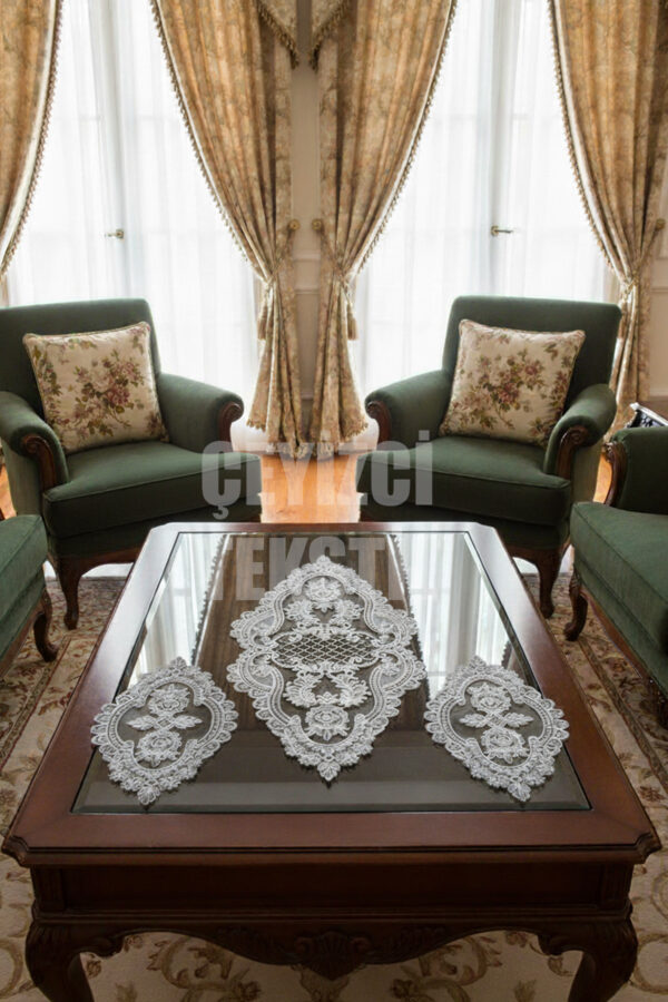 Fransız Dantel Yatak Odası Takımı 3 Parça - Gri