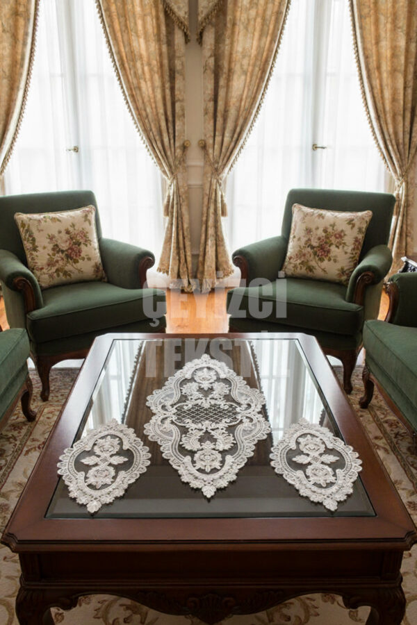 Fransız Dantel Yatak Odası Takımı 3 Parça - Ekru