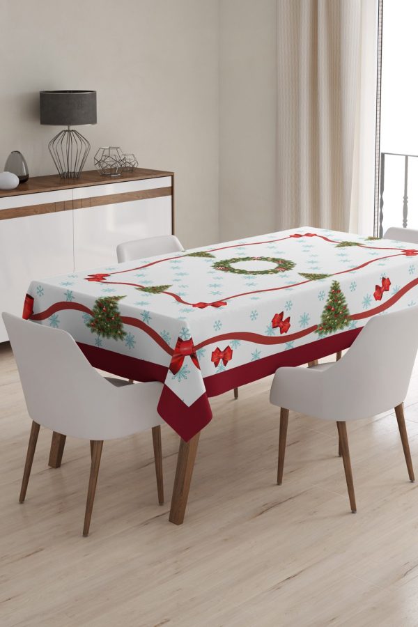 Yılbaşı Desenli Masa Örtüsü, Noel Masa Örtüsü, Dijital Özel Tasarım Christmas Noel Masa Örtüsü