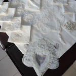12 Kişilik Masa Örtüsü Takımı, Masa Seti 12 Kişilik 26 Parça 160x220cm Yarım Dantelli