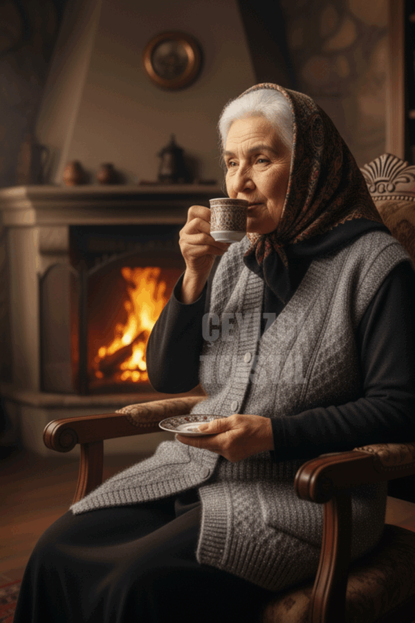 Yelek Düğmeli Çeyizlik Yelek - Anne Yeleği  - Gri