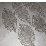 5 Parça Salon Takımı Yemek Masası Örtüsü Sehpa Örtüsü - Kelebek - Gri