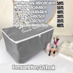 Gri Renk Fermuarlı Hurç Orta Boy 53x30x26cm