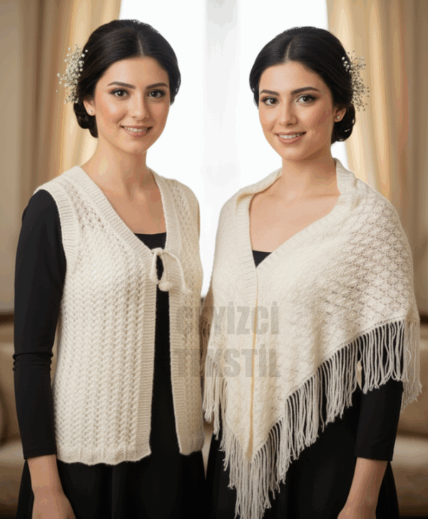 Gelin Yeleği ve Gelin Şalı, Kristal Simli Çeyizlik Yelek ve Şal