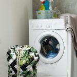 Çamaşır Torbası ASTARSIZ, Kirli Banyo Torbası, Düzenleyici Torba - Yeşil Yapraklı