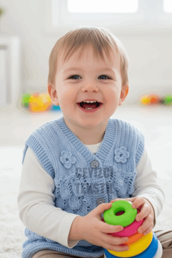 Bebek Yeleği Triko Bebek Yeleği Papatya Desenli Bebe Yeleği