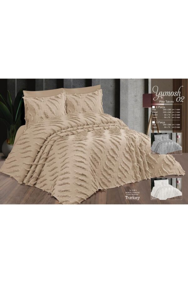 Çift Kişilik Yatak Örtüsü Gri 6 Parça Yatak Örtüsü Bedspread