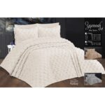 Çift Kişilik Yatak Örtüsü KREM 3 Parça Yatak Örtüsü Bedspread