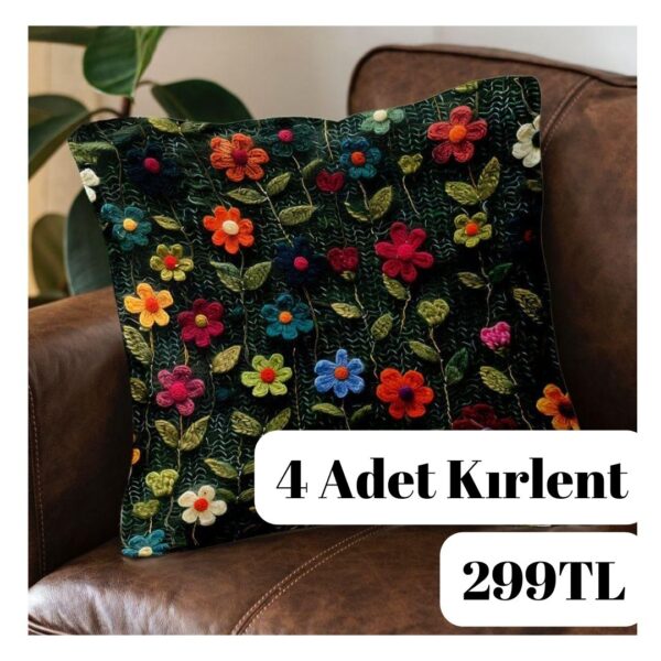 Dijital Baskılı 4 Adet Kırlent Kılıfı 44x44cm