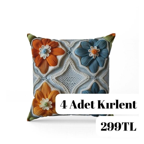 Dijital Baskılı 4 Adet Kırlent Kılıfı 44x44cm