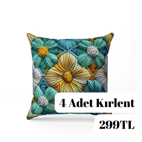 Dijital Baskılı 4 Adet Kırlent Kılıfı 44x44cm