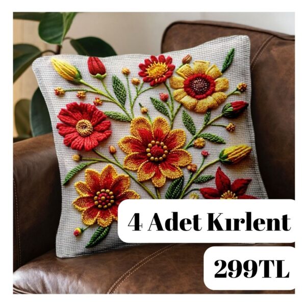 Dijital Baskılı 4 Adet Kırlent Kılıfı 44x44cm