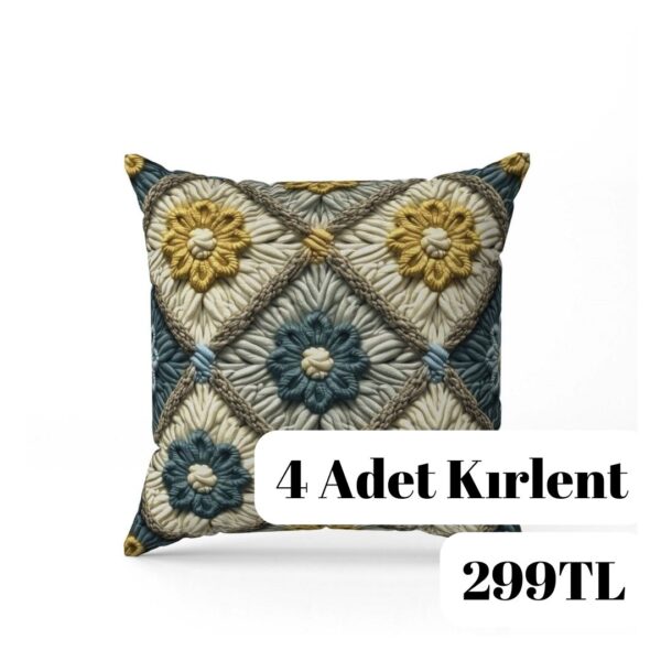Dijital Baskılı 4 Adet Kırlent Kılıfı 44x44cm