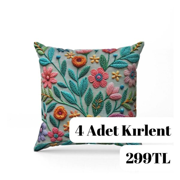 Dijital Baskılı 4 Adet Kırlent Kılıfı 44x44cm