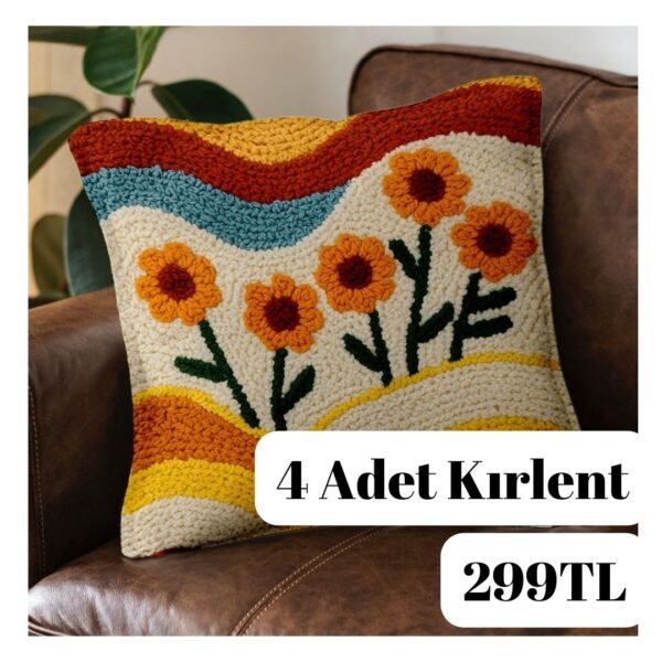 Dijital Baskılı 4 Adet Kırlent Kılıfı 44x44cm