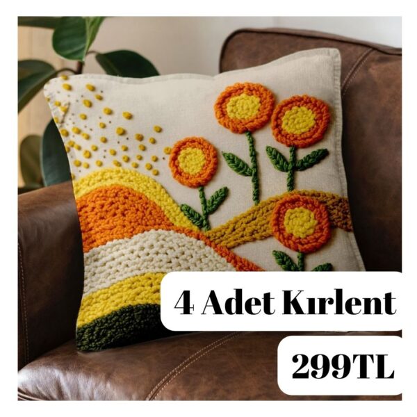 Dijital Baskılı 4 Adet Kırlent Kılıfı 44x44cm