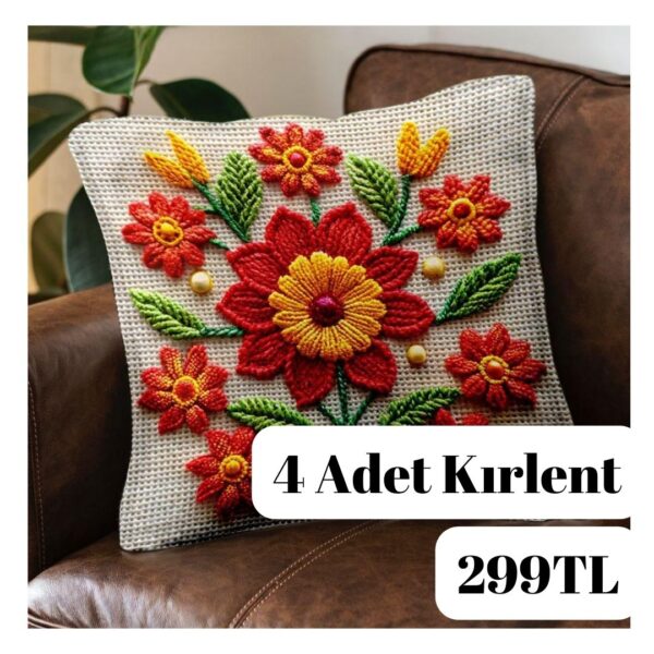 Dijital Baskılı 4 Adet Kırlent Kılıfı 44x44cm