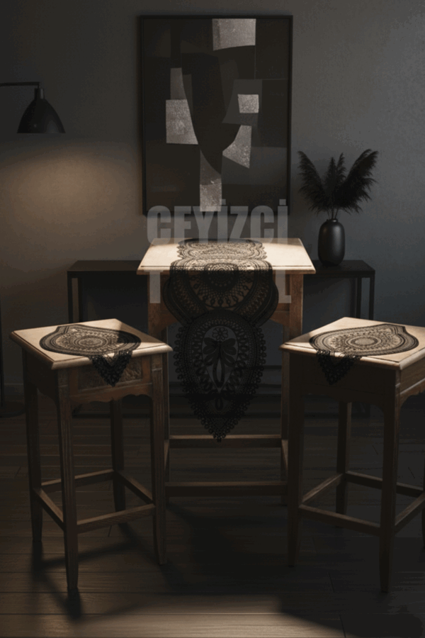 3 Parça Salon Sehpa Takımı Siyah