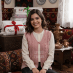 Çeyizlik Yelek, Simli Yelek, Örgülü Yelek, Hediyelik Yelek, Gelin Simli Yelek - Pudra