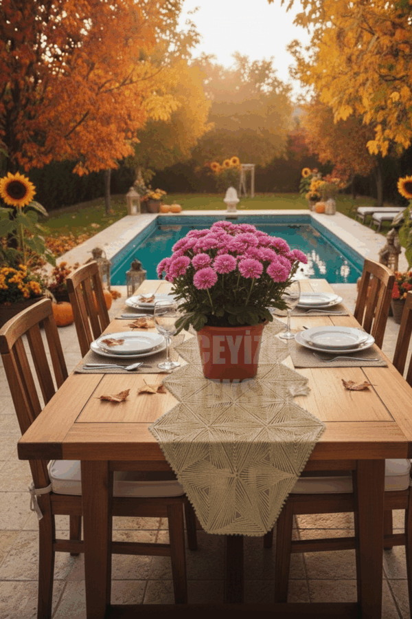 Fransız Dantel Detaylı Tek Runner, Masa Üzerine Runner, Masa Örtüsü Runneri