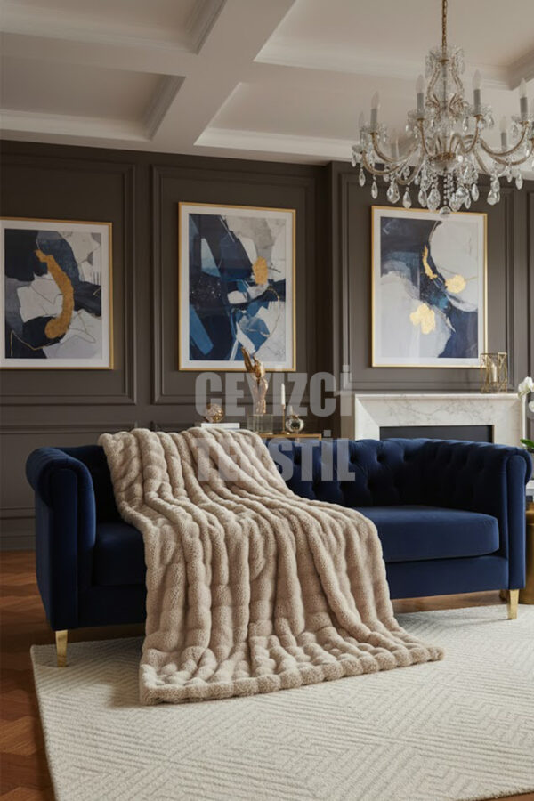 Peluş Koltuk Örtüsü Pofuduk Koltuk Şalı Bubble Polar Koltuk Örtüsü 170x220cm