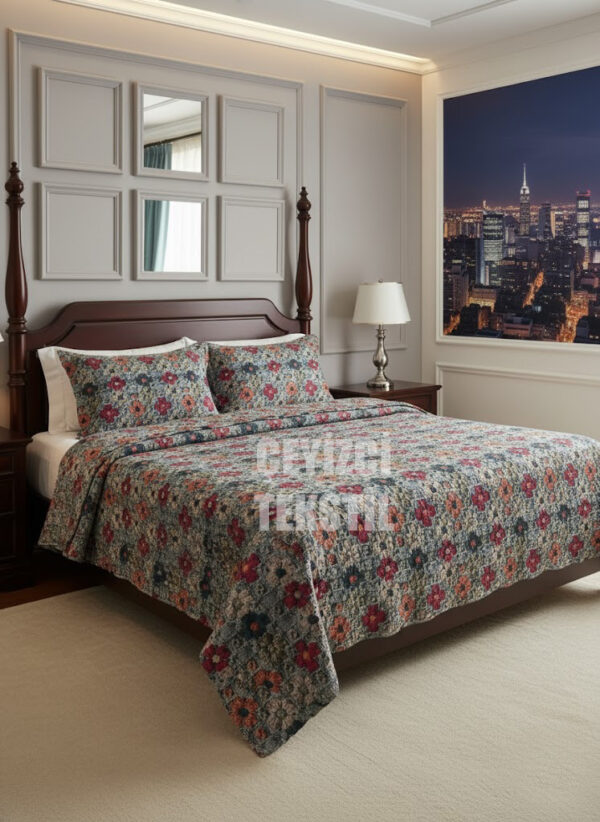 Ultrasonik Kapitoneli 5D Baskılı Çift Kişilik Pike Takımı