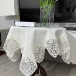 Fransız Dantelli Keten Fiskos, Gardenya Kumaş Fiskos 100x100cm