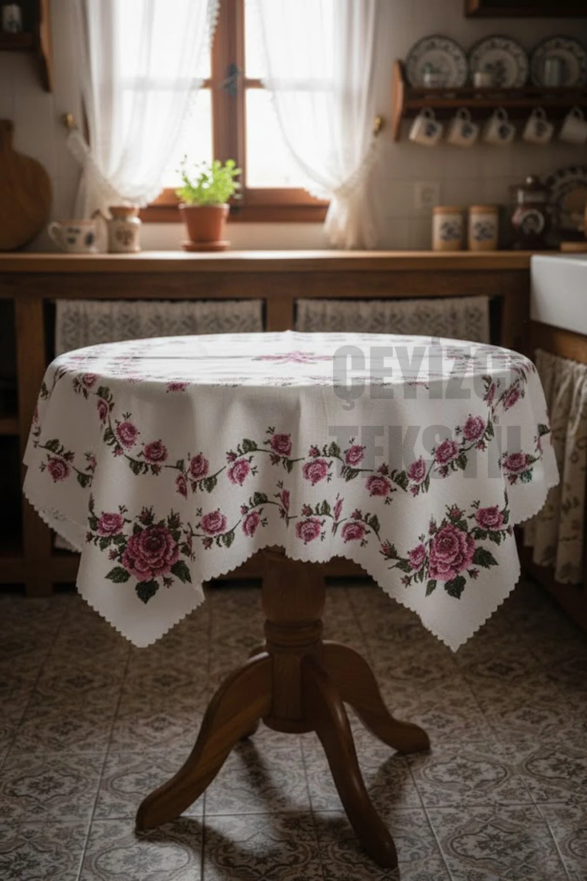 Dijital Baskılı Fiskos – Pembe 100x100cm